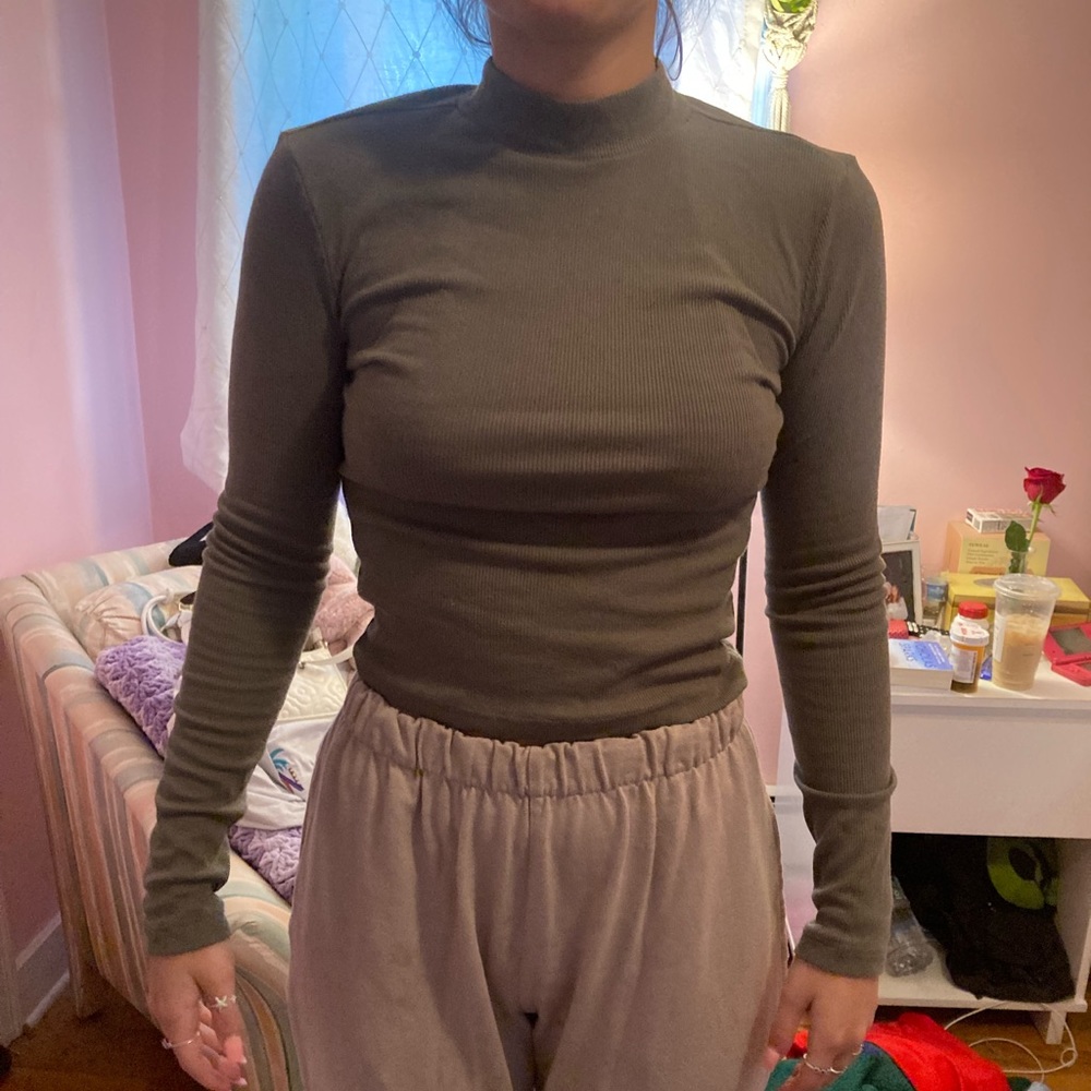 Forest green half turtle neck long sleeve